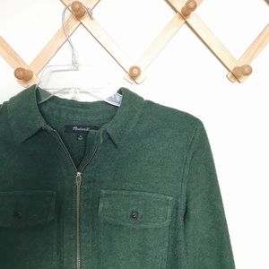 Madewell forest green flannel popover half zip